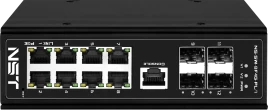 Промышленный управляемый (L2+) PoE коммутатор Fast Ethernet/ Промышленный управляемый L2 PoE коммутатор Fast Ethernet на 8 FE RJ45 PoE + 4 GE SFP порта. Порты: 8x10/100Base-T, 4x100/1000Base-X. Порты PoE: 1-2 - до 90W (IEEE 802.3af/at/bt),3-8 - до 30W (IE