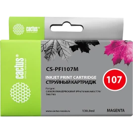 -/ Картридж струйный Cactus CS-PFI107M пурпурный (130мл) для Canon IP iPF670/iPF680/iPF685/iPF770/iPF78