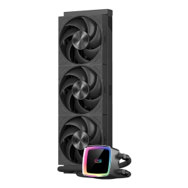 Система охлаждения/ Water Cooling System PCCooler DE360 MAX BK (300W, 360mm, Black, ARGB Pump, Fans: 3x120mm, 66CFM, 34.3dBA, 2200RPM/ Pump height 54mm, 15dBA, 2600RPM, Rad thickness 27mm/ S: 1851, 1700, 1200, 115X, AM5, AM4, AM3)