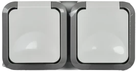 TORS Розетка 2-я с з/к кр. гориз. 16А IP55 TS222 сер-бел IEK