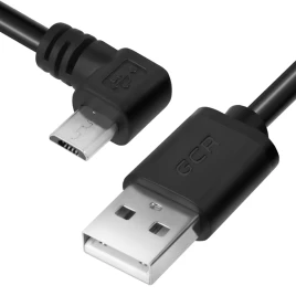 GCR Кабель 0.3m AM /microUSB угловой левый, черный, медь, 28/28 AWG
