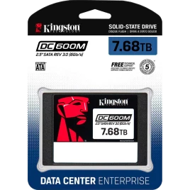 Твердотельный накопитель/ Kingston SSD DC600M, 7680GB, 2.5" 7mm, SATA3, 3D TLC, R/W 560/530MB/s, IOPs 94 000/34 000, TBW 14016, DWPD 1 (12 мес)