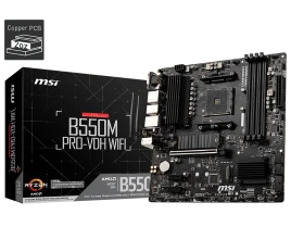 Материнская плата/ MB MSI AMD B550 sAM4, 4xDDR4(128GB), D-SUB/HDMI 2.1/DP, 1xPCIe 4.0x16, 2xPCIe 3.0, 1xLAN, Wi-Fi, BT, 4xSATA 6Gb/s, 2xM.2, 4xUSB 3.2, 2xUSB 2.0, 1xPS/2, mATX