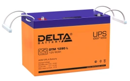 Батарея DELTA серия DTM L, DTM 1290 L, напряжение 12В, емкость 90Ач (разряд 10 часов),  макс. ток разряда (5 сек.) 900А, макс. ток заряда 27А, свинцово-кислотная типа AGM, клеммы под болт М6, ДxШxВ 306х169х211мм., вес 27кг., срок службы 10-12 лет./ Batter