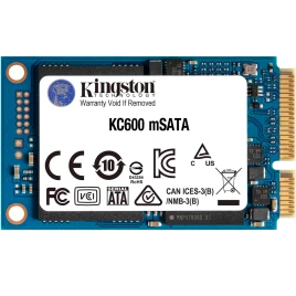 Твердотельный накопитель/ Kingston SSD KC600, 1024GB, mSATA, SATA3, 3D TLC, R/W 550/520MB/s, IOPs 90 000/80 000, DRAM buffer 1024MB, TBW 600, DWPD 0.32 (12 мес)