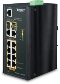 коммутатор/ PLANET IP30 Industrial L2/L4 8-Port 10/100/1000T 802.3at PoE + 2-Port 10/100/100T + 2-Port 100/1000X SFP Managed Switch (-40~75 degrees C), dual redundant power input on 48~56VDC terminal block, SNMPv3, 802.1Q VLAN, IGMP Snooping, SSL, SSH, AC