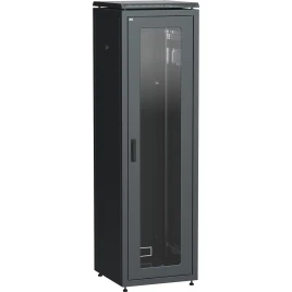 Шкаф сетевой 19" LINEA N 42U 600х800 мм стеклянная передняя дверь черный