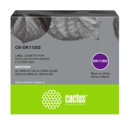 -/ Картридж ленточный Cactus CS-DK11202 DK-11202 черный для Brother P-touch QL-500, QL-550, QL-700, QL-