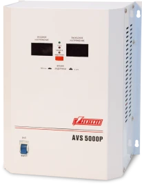 Стабилизатор POWERMAN AVS 5000P, ступенчатый регулятор, цифровые индикаторы уровней напряжения, 5000ВА, 110-260В, максимальный входной ток 32А, клеммная колодка, IP-20, навесной,  260мм х 220мм х 130мм, 9 кг./ Stabilizer POWERMAN AVS 5000P, step-type regu