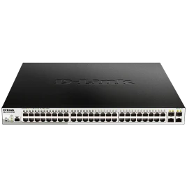 Коммутатор/ DGS-1210-52P/ME/B Managed L2 Metro Ethernet Switch 48x1000Base-T PoE, 4x1000Base-X SFP, PoE Budget 193W, Surge 6KV, CLI, RJ45 Console, Dying Gasp