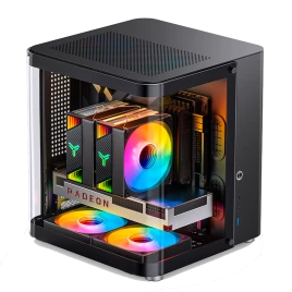 Корпус без блока питания/ Case JONSBO TK-1 Black 2.0, Mini-Tower, no fan, 1xUSB-A 3.2 + 1xUSB-C 3.2, mATX, mITX Black
