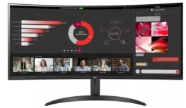 Монитор LG LCD 34WR50QK-B/ LG UltraWide 34WR50QK-B 34"Curved (1800R) VA monitor, 3440x1440, 300cd/m2, 21:9, 3000:1, 5мс (GtG), HDMIx2, DP, Headphone Out, 100Hz, 178/178, HDR 10, VESA (100x100 мм), sRGB 99%, внешний БП, Tilt, black
