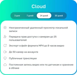 Неисключительное право на использование ПО/ Лицензионный код на ПО Ivideon Cloud. Тариф Cloud 14 на 1 камеру брендов Ivideon/Nobelic (1 месяц)