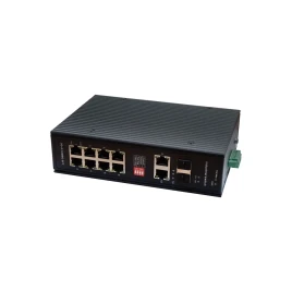 Промышленный PoE коммутатор Gigabit Ethernet/ Промышленный PoE коммутатор Gigabit Ethernet на 10 портов. Порты: 2 x GE (10/100/1000Base-T) с PoE BT (до 90W) + 6 x GE (10/100/1000Base-T) с PoE (до 30W) + 2 x GE RJ45 (10/100/1000Base-T)+ 2 GE SFP (1000Base-