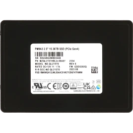 Твердотельный накопитель/ Samsung SSD PM9A3, 15360GB, U.2(2.5" 7mm), NVMe, PCIe 4.0 x4, 3D TLC, R/W 6700/4000MB/s, IOPs 1 100 000/200 000, TBW 28032, DWPD 1 (12 мес.)