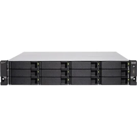 Сетевое хранилище без дисков/ Enterprise QNAP TS-h1283XU-RP-E2236-32G 12-Bay NAS( 12x2.5"/3.5" SATA HDD/SSD), Intel® Xeon E-2236 6-core 3.4 GHz (up to 4.8 GHz), 32 GB ECCDDR4 (2 x 16 GB) up to 128 GB (4 x 32 GB), 4xGbE LAN, 2 x 10GbE SFP+, 2 x 1
