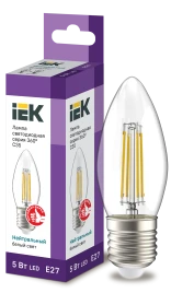 Лампа LED C35 свеча прозр. 5Вт 230В 4000К E27 серия 360° IEK