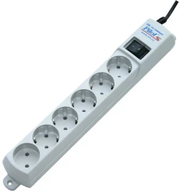 Сетевой фильтр Pilot S 6 розеток (5 евро + 1 без заземления) 1.8 м/ Surge protector Pilot S 6 outlets (5 euro + 1 without ground) 10A / 2.2kVt, 1.8m