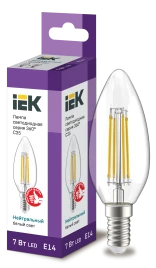 Лампа LED C35 свеча прозр. 7Вт 230В 4000К E14 серия 360° IEK