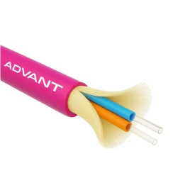 Волоконно-оптический кабель ADVANT ADVOM4-FO02-UV-LM, тип волокна MM 50/125 (OM4), количество волокон: 2, среда использования: Внутренняя/Внешняя, внешняя оболочка: LSZH, цвет: Маджента. Внешний диаметр: 4,2