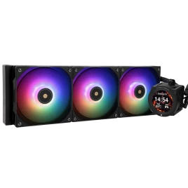 Система жидкостного охлаждения/ Water Cooling System Thermalright Core Vision 360 (360mm, LED, Black, ARGB/ Fans: 3x120mm, 72.37CFM, 27.7dBA, 2000RPM/ Pump height 66mm, Rad thickness 27mm/ S: 1700, 1200, 1851, 115X, 2011, 2066, AM5, AM4)