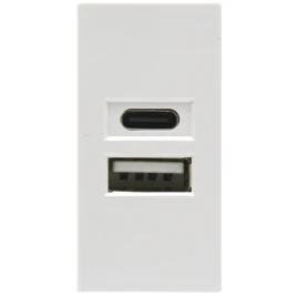 Donel USB зарядное устройство, 2.1A, Type A + C, 1 мод., бел. (22.5х45мм)