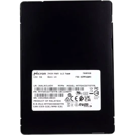 Твердотельный накопитель/ Micron SSD 7450 PRO, 7680GB, U.3(2.5" 7mm), NVMe, PCIe 4.0 x4, 3D TLC, R/W 6800/5600MB/s, IOPs 1 000 000/215 000, TBW 14000, DWPD 1 (12 мес.)