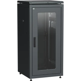 ITK Шкаф сетевой 19" LINEA N 24U 600х800 мм стеклянная передняя дверь, задняя металлическая черный