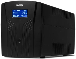 ИБП SVEN Pro 1500 (LCD, USB), линейно-интерактивный, автоматический стабилизатор напряжения, 1500Вт, 900Ва, 3 евророзетки, USB, RJ-45, черный, габариты 140?350?175мм, 10кг./ UPS SVEN Pro 1500 (LCD, USB), linear-interactive, automatic voltage regulator, 15