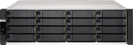 Сетевое хранилище без дисков/ Enterprise QNAP ES1686dc-2123IT-64G NAS, 16-tray SAS w/o HDD, rackmount, 2xPSU, per controller: Xeon D-2123IT 4-core 2.2 GHz (burst up to 3.0 GHz), 32 GB RDIMM DDR4 ECC (4x 8 GB) up to  512 GB (8 x 64GB), 4xSFP+, Included rai