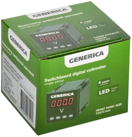 Вольтметр цифр. щит. 1-ф. 72х72 LED GENERICA