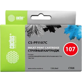 -/ Картридж струйный Cactus CS-PFI107C синий (130мл) для Canon IP iPF670/iPF680/iPF685/iPF770/iPF780/iP
