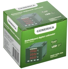 Вольтметр цифр. щит. 3-ф. 72х72 LED GENERICA