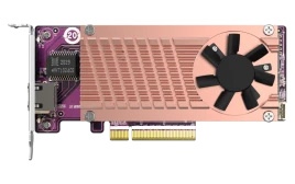 карта расширения/ QNAP QM2-2P10G1TB Marvell AQC113C PCIe Gen3 x8, Dual M.2 2280 PCIe Gen3 x4 NVMe, LAN 1x10GBASE-T 10GbE, Low-profile bracket pre-loaded, Low-profile flat and Full-height are bundled