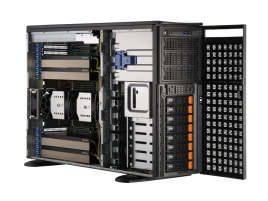 Серверная платформа/ GPU SuperServer SYS-741GE-TNRT (X13DEG-QT, CSE-749TS-R2K05BP) (2 x LGA-4677, 16xDDR5 Up to 4TB, 8x 3.5" NVMe/SATA/SAS, 2 M.2 NVMe for boot drive only, 4x PCIe 5.0 x16 (double-width) slots, 3x PCIe 5.0 x16 (single-width) slots, 2x