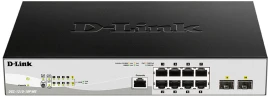 Коммутатор/ DGS-1210-10P/ME/B Managed L2 Metro Ethernet Switch 8x1000Base-T PoE, 2x1000Base-X SFP, PoE Budget 78W, Surge 6KV, CLI, RJ45 Console, Dying Gasp