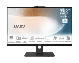 Моноблок/ MSI Modern AM242P 1M-1663XRU   23.8"(1920x1080 IPS)/Intel Core 5 120U(1.4Ghz)/16384Mb/2000+256PCISSDGb/noDVD/Int:Intel® Graphics/Cam/BT/WiFi/war 1y/4.65kg/Black/noOS + Wireless KB+M