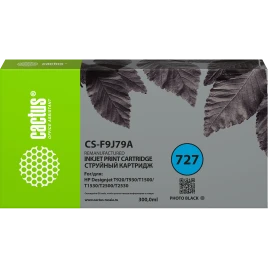 -/ Картридж струйный Cactus CS-F9J79A 727 фото черный (300мл) для HP DJ T920/T930/T1500/T1530/T2500/T25