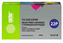 -/ Картридж струйный Cactus CS-SJIC22PBK C33S020601 черный (34мл) для Epson ColorWorks C3500