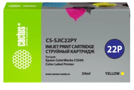 -/ Картридж струйный Cactus CS-SJIC22PY C33S020604 желтый (34мл) для Epson ColorWorks C3500