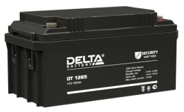 Батарея DELTA серия DT, DT 1265, напряжение 12В, емкость 65Ач (разряд 20 часов),  макс. ток разряда (5 сек.) 650А, макс. ток заряда 19.5А, свинцово-кислотная типа AGM, клеммы под болт М6, ДxШxВ 350х167х174мм., вес 21кг., срок службы 7-10 лет./ Battery DEL