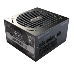 Блоки питания/ Power Supply Raijintek AMPERE II 1200, 1200W 80+ Platinum (ATX, 3.1, PCIe 5.1, Full-modular, 1x24(20+4)pin, 2x4+4-pin CPU, 3x6+2-pin PCIe, 1x12V(2x6), 10xSATA3, 5xMolex, Active, 120x120mm, 150x140x86mm, APFC, black)