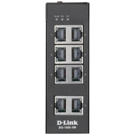 Коммутатор/ DIS-100E-8W Unmanaged Industrial Switch 8x100Base-TX, Surge 2KV, Alarm relay, DIN-Rail, metal case IP30, -40 to 75°C, only DC power, w/o power supply