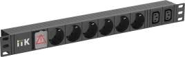 ITK PDU 6 розеток нем. ст. + 2 С13 LED 1U каб. 2м нем. ст.