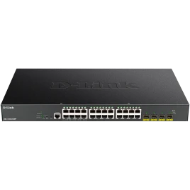 Коммутатор/ DGS-1250-28XMP Smart L2 Switch 24x1000Base-T PoE, 4х10GBase-X SFP+, PoE Budget 370W, CLI, RJ45 Console