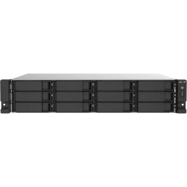 Сетевое хранилище без дисков/ SMB QNAP TS-1273AU-RP-8G NAS 12 HDD trays, 2x 2.5 GbE, rackmount, 2 PSU. 4-core AMD V1500B  2,2 GHz , RAM 8 GB (8 GB UDIMM DDR4 (1 x 8 GB) up to 32 GB (2 x 16 GB)). W/o rail kit RAIL-B02