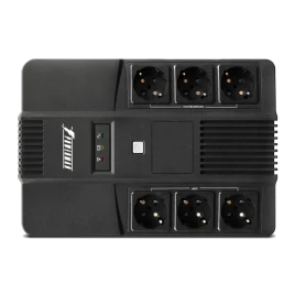 ИБП POWERMAN Brick 600, линейно-интерактивный, 600ВА, 360Вт,   3 евророзетки с резервным питанием, 3 евророзетки с фильтрацией, защита RJ45/RJ11, батарея 12В 7Ач 1 шт.,  293мм х 202мм х 93мм, 4.5 кг./ UPS POWERMAN Brick 600, line-interactive, 600VA, 360W,