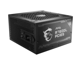 Блок питания ПК/ Power Supply MSI MAG A750GL PCIE5, 750W 80+ Gold (ATX, 3.1, PCIe 5.1, Full modular, 1x24(20+4)pin, 2xCPU 8(4+4)pin, 3xPCIe*2 8(6+2)pin, 1x12VHPWR, 8xSATA3, 4xMOLEX4pin, Active, 120x120mm, 140x150x86mm, APFC, black)