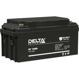 Батарея DELTA серия DT, DT 1265, напряжение 12В, емкость 65Ач (разряд 20 часов),  макс. ток разряда (5 сек.) 650А, макс. ток заряда 19.5А, свинцово-кислотная типа AGM, клеммы под болт М6, ДxШxВ 350х167х174мм., вес 21кг., срок службы 7-10 лет./ Battery DEL