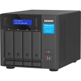 Сетевое хранилище без дисков/ ENTERPRISE QNAP TVS-h474-PT-8G QTS hero NAS, 4 x 3.5 "/ 2.5", 2 x M.2 NVMe, Intel Pentium Gold G7400 2-core/4-thread 3.7 GHz Processor, 8 GB  DDR4 (1 x 8 GB) up to 64 GB ( 2 x 32 GB), 2x 2.5 GbE BASE-T, HDMI port